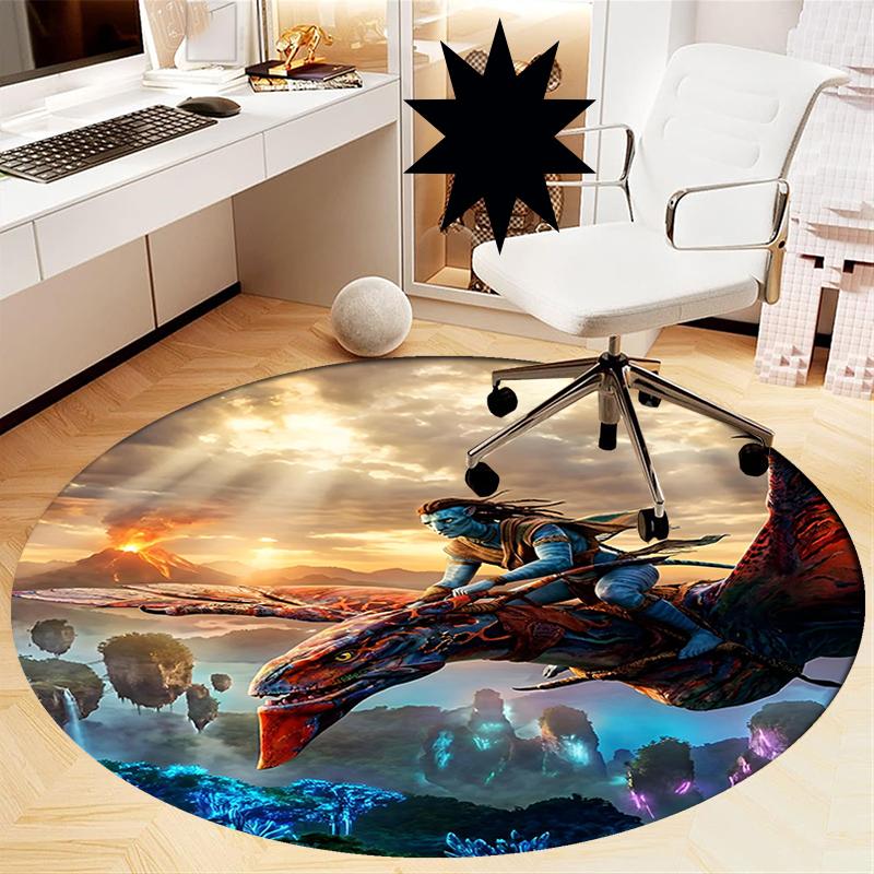Avatar Printed Round Rug Carpet Chair Rug Area Rug Entryway Doormats,for Office Chair Living Room Bedroom Kitchen Room.