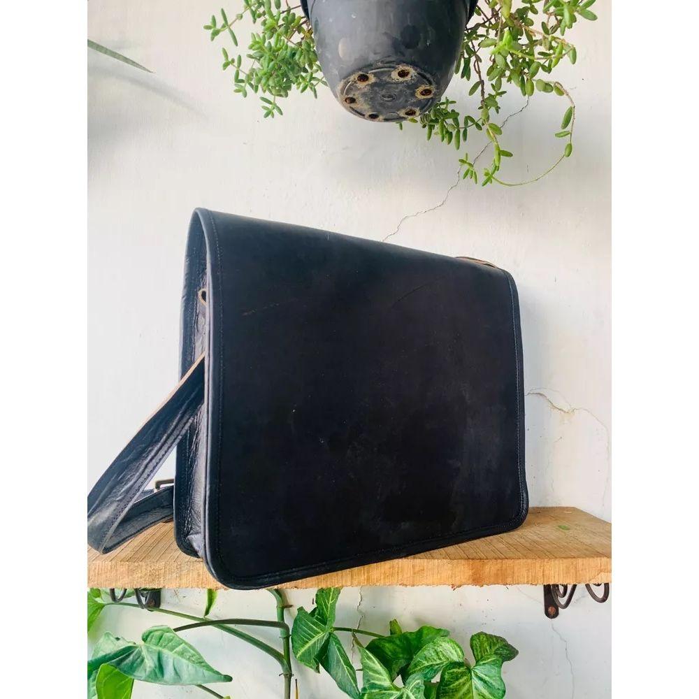 Мужская сумка-мессенджер из козьей кожи ручной работы, черная сумка для ноутбука  ( Бесплатная подарочная сумка-слинг коричневого цвета размером 9 x 7 x 3 дюйма )