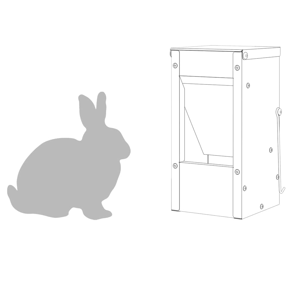 Rabbit Feeder Silver 12.5 x 12.5 x 25 cm Galvanized Steel