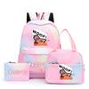 3Pcs/Set Chainsaw Man Kawaii Casual School Bag Colorful Backpack Set Girl with Lunch Bag for Women Student Teenager Rucksack Pencil Case