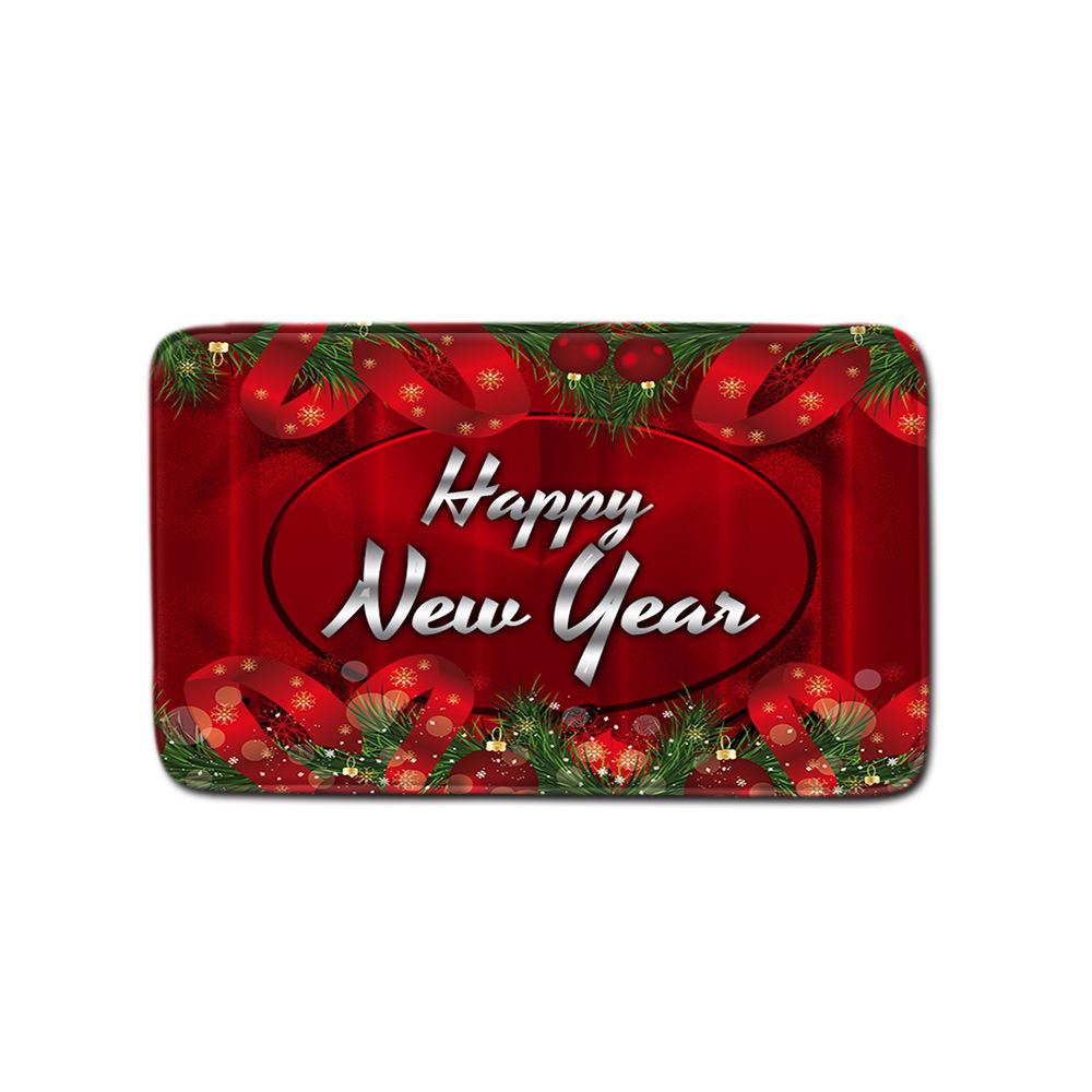 Christmas Waterproof Shower Curtain Four-Piece Floor Mat Combination Bathroom Water-Absorbing Non-Slip Carpet Door Mat Foot Mat