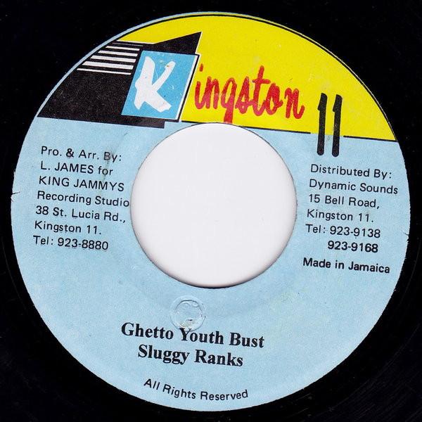 7-дюймовая пластинка SLUGGY RANKS Ghetto Youth Bust NONE Кингстон 11 1994 Ямайка Регги Ска Даб Б/у