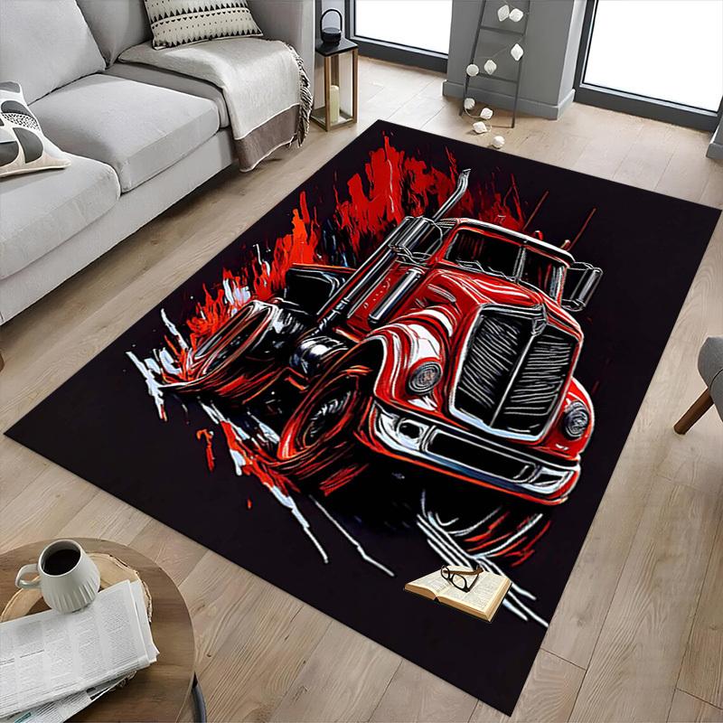 1PC Truck Vehicle Non-Slip Floor Carpet Compatible for Office&Living Room&Bedroom&Dining room - Flat- Soft & Pattern, Vibrant Colors-W228