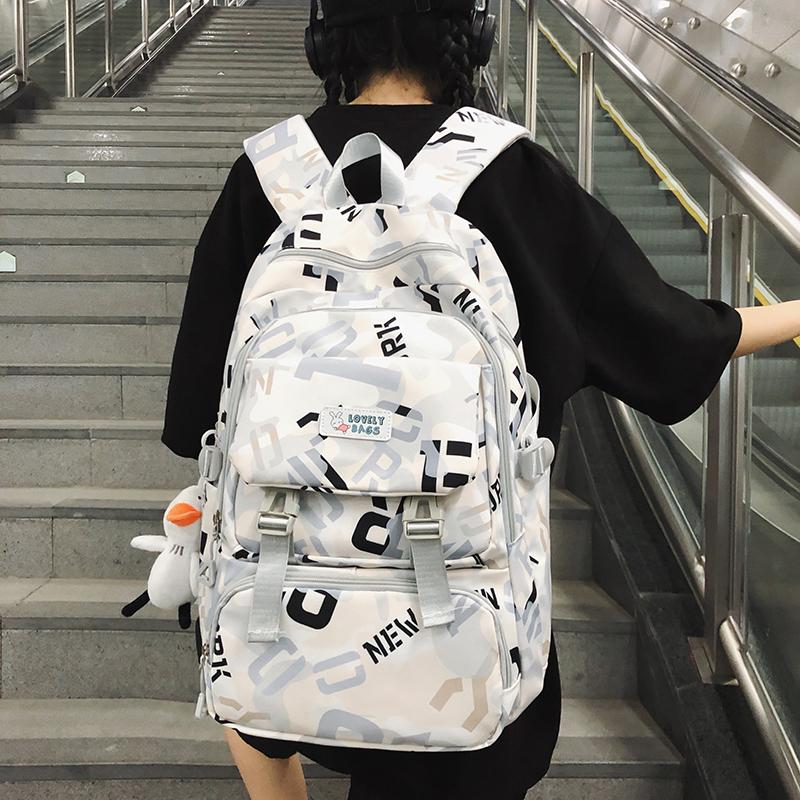Рюкзак мужской большой вместимости рюкзак с граффити женский школьный рюкзак для учащихся старших классов средней школы