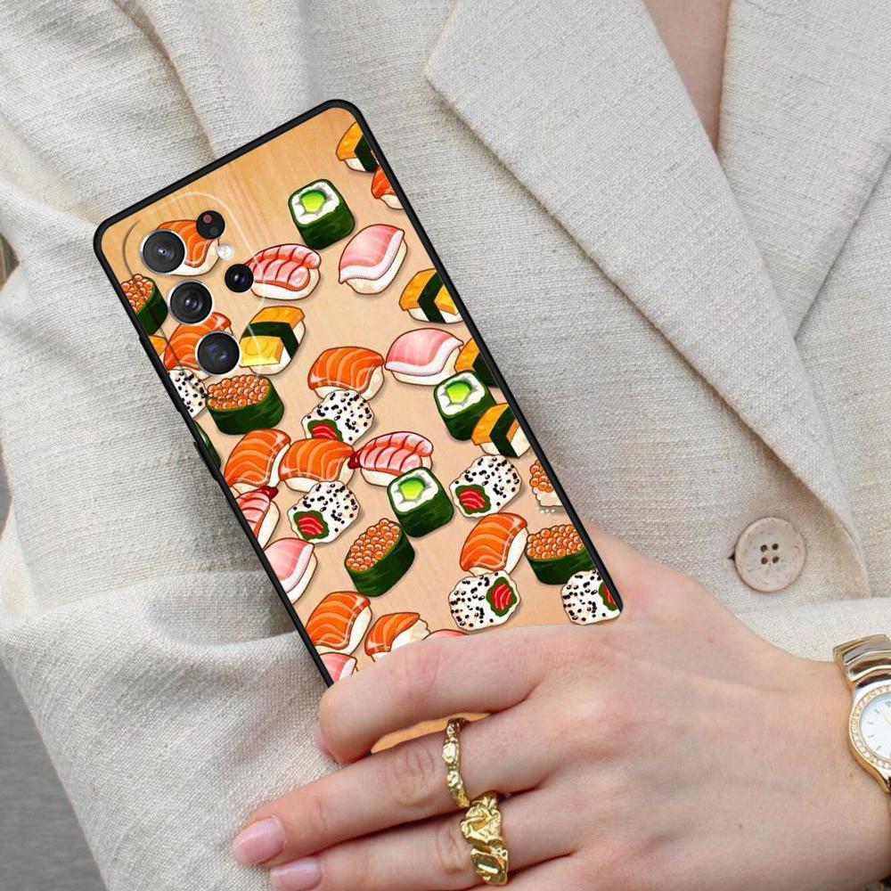 Kawaii Sushi Crowd Cell Phone Case for Samsung Galaxy S26 Ultra S25 S24 S23 S22 S21 S20 Note10 Cover