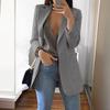 Women Suit Coat Lapel Long Sleeve Open Front Business Jacket with Pockets Solid Color Casual Workwear
