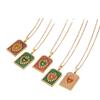 Vintage Tarcot Card Pendant Casual Wear Square Pendant Necklace New Enamel Heart Pendant
