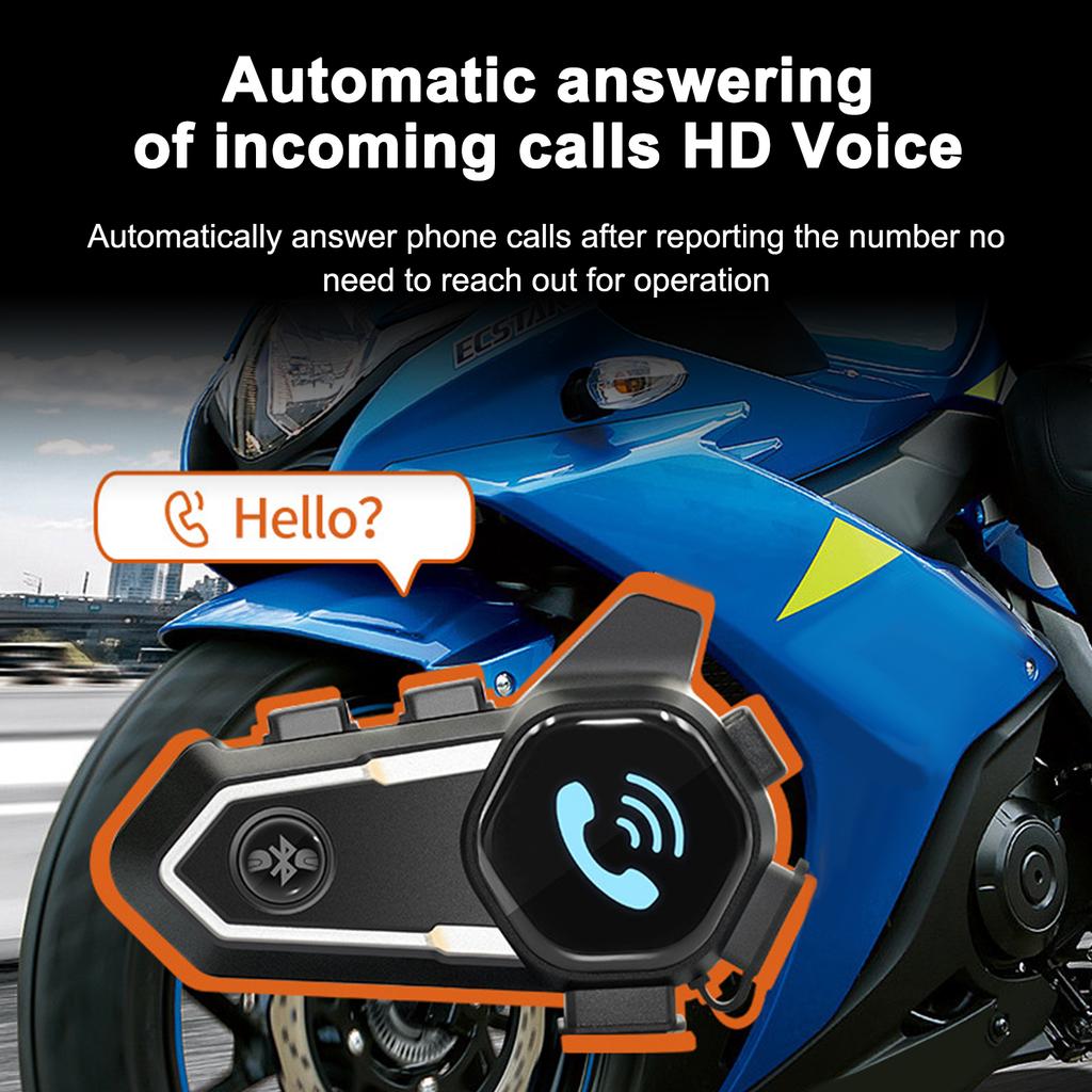 Motorcycle Helmet Intercom BT5.0 Hands-free Interphone for Motorcycle Riders 300M Range IP67