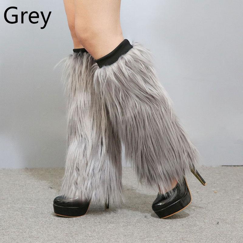 Женские гетры в стиле Лолиты Rave Fluffies из искусственного меха, согревающие гетры с рукавами для ног, зимние бахилы в стиле Харадзюку