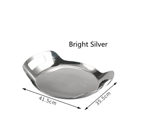 Винтажный серебристый поднос для фруктов из нержавеющей стали, салатница, посуда, поднос для хранения закусок, поднос для сервировки, декорация для кофейни