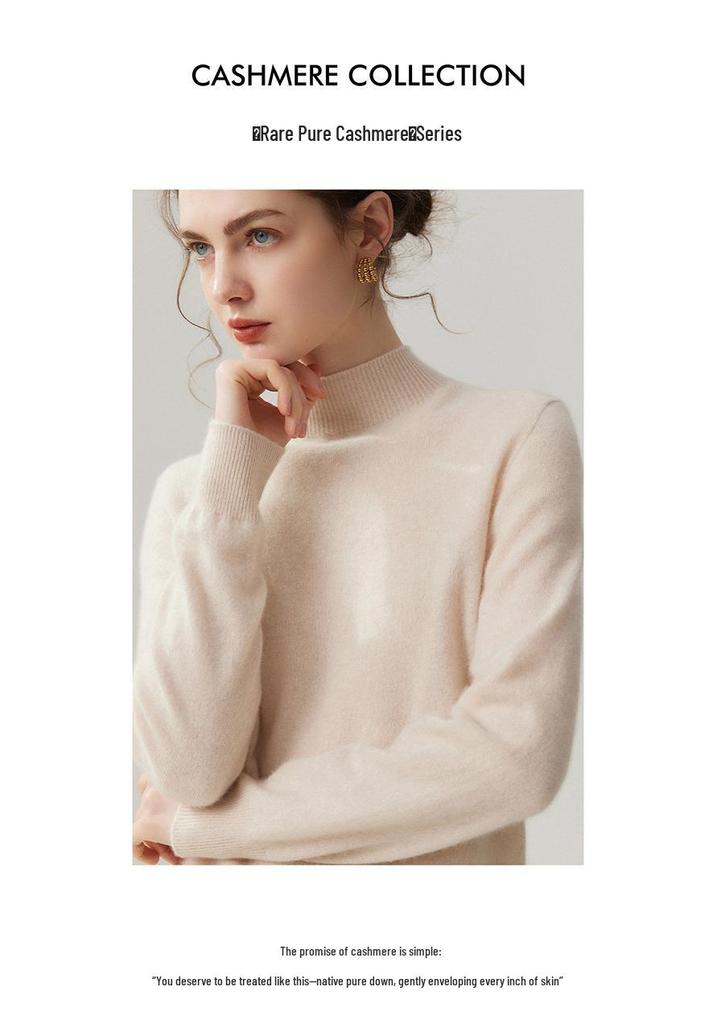 Lekasha Women's 100% Pure Cashmere High-Neck Sweater - Warm 12-Gauge Knit Base Layer