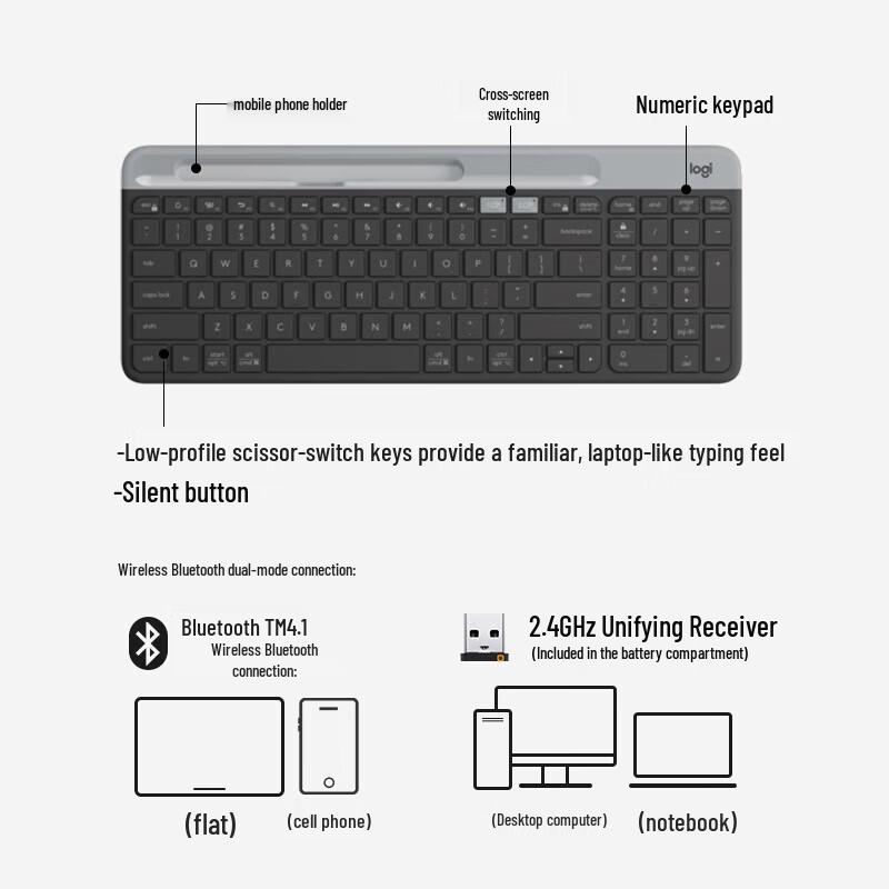 Logitech K580 Беспроводная Bluetooth Тонкая Бесшумная Клавиатура