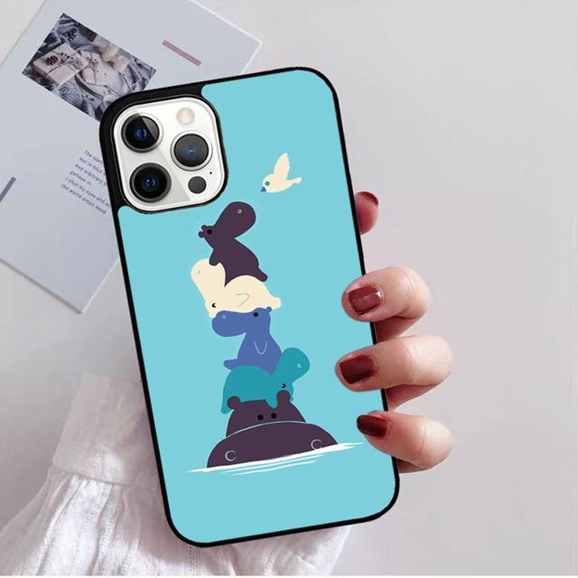 Чехол на заднюю панель телефона с рисунком из мультяшных бегемотов для iPhone 17 Air 16 15 14 13 11 12 Pro Max Plus Shell Coque