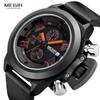 Fashion Mens Silicone Band Sport Quartz Wrist Watches Analog Display Chronograph Black Watch for Man with Calendar 2002
