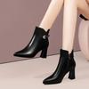 Fashion Ladies Shoes 2024 High Quality Zipper Women's Boots Autumn Pointed Toe Solid High Heels Dress Elegant Versatile Short Boots