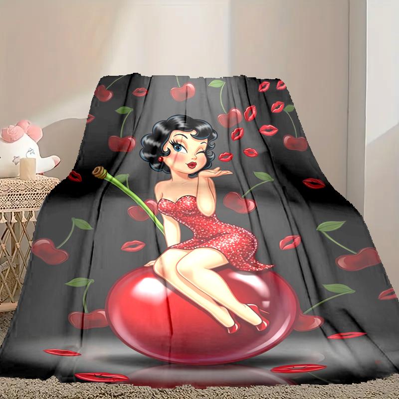 1pc Betty Boop Blanket, Super Cozy Printed Home Blanket, All-Season Warmth