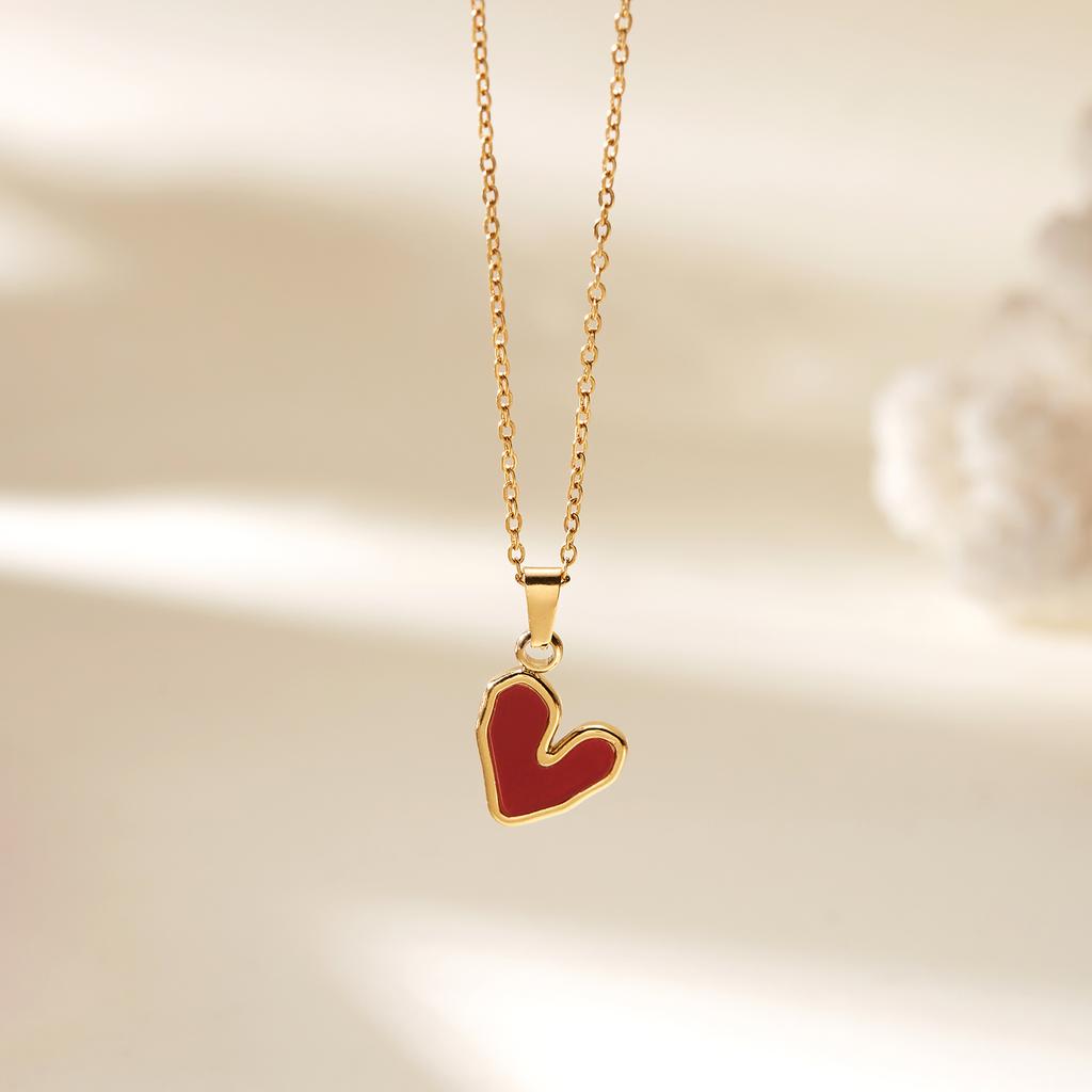 Stainless Steel Love Heart Pendant Necklace For Women Gold Color Fashion Neck Chain Female Choker Collar Jewelry Birthday Gifts