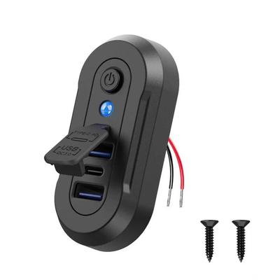 Двойная USB-розетка в прикуриватель автомобиля с поддержкой QC PD Быстрой зарядки, с переключателем, водонепроницаемой крышкой, 12В/24В, Быстрое зарядное устройство, Розетка питания для автомобиля, лодки, автобуса