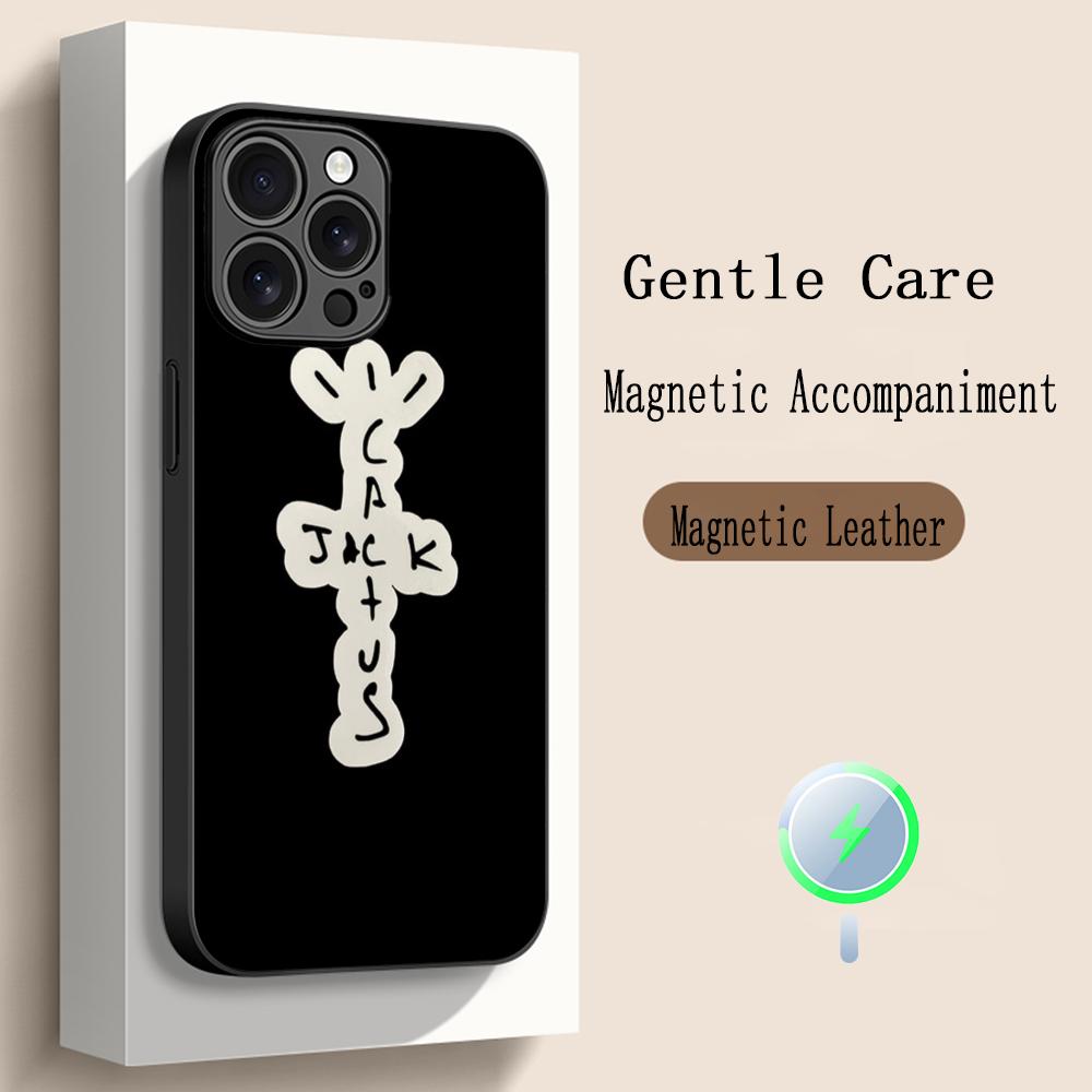 Модный Чехол Для Телефона С Крутым Логотипом Трэвиса Скотта Для iPhone 17 16 15 14 13 12 Plus Pro Max Высококачественный Роскошный Magsafe Овчина