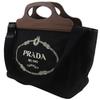 PRADA Canapa Handbag 1BG350 2WAYShoulder NERO black canvas/Wood Women Used