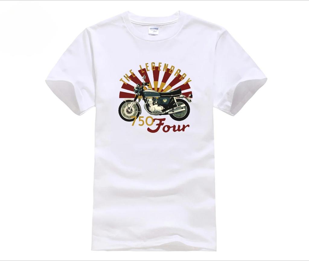 Unisex Heavy Cotton Motorcycle Tshirt Cb750 Four Print Fashion Summer Tee