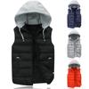 Men Autumn Winter Warm Vest with Hood Zipper Closure Waterproof Cold Prevention Sleeveless Casual Jacket Vest