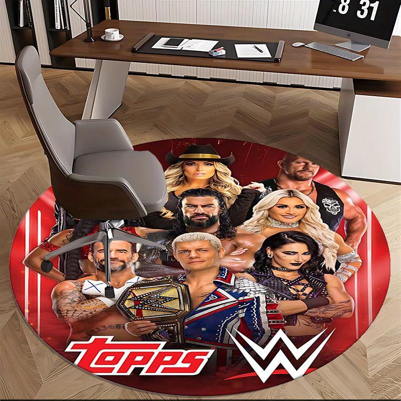 Коврик WWE Chair Round Rug - Ковер для офиса, Машинная стирка, Нескользящий, Подходит для гостиных, спален
