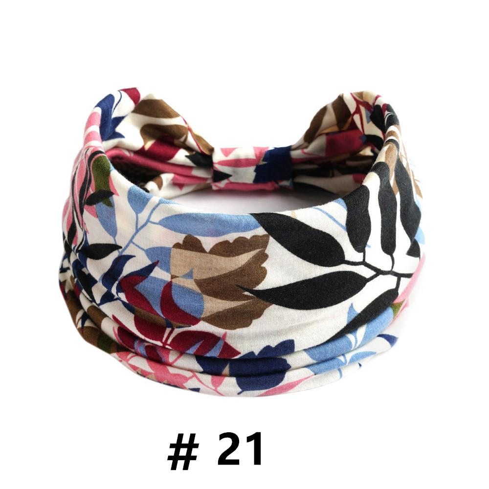Бохо повязки на голову для женщин Хлопковые широкие повязки на голову Эластичная повязка для волос Нескользящая для тренировок Йоги Бега Тюрбан Головной убор Аксессуары для волос