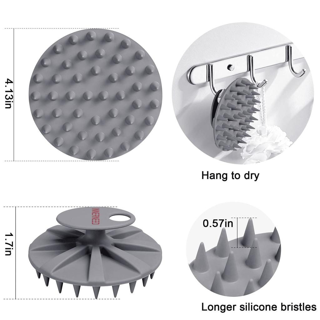 INNERNEED Шампунь 46 Щетка для кожи головы для очищения кожи головы и сухая и влажная щетка для кожи головы для расчесывания волос с унисекс-щеткой, силиконовая, мягкая, с длинными зубцами