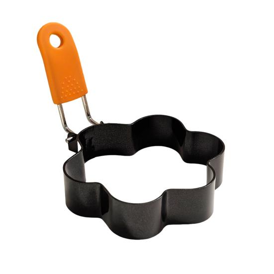 Egg Ring Heart Circle Flower Star Shapes Non-Stick Foldable Handle Egg Mold for Frying Eggs English Muffins Breakfast Sandwich Burger Maker Kitchen