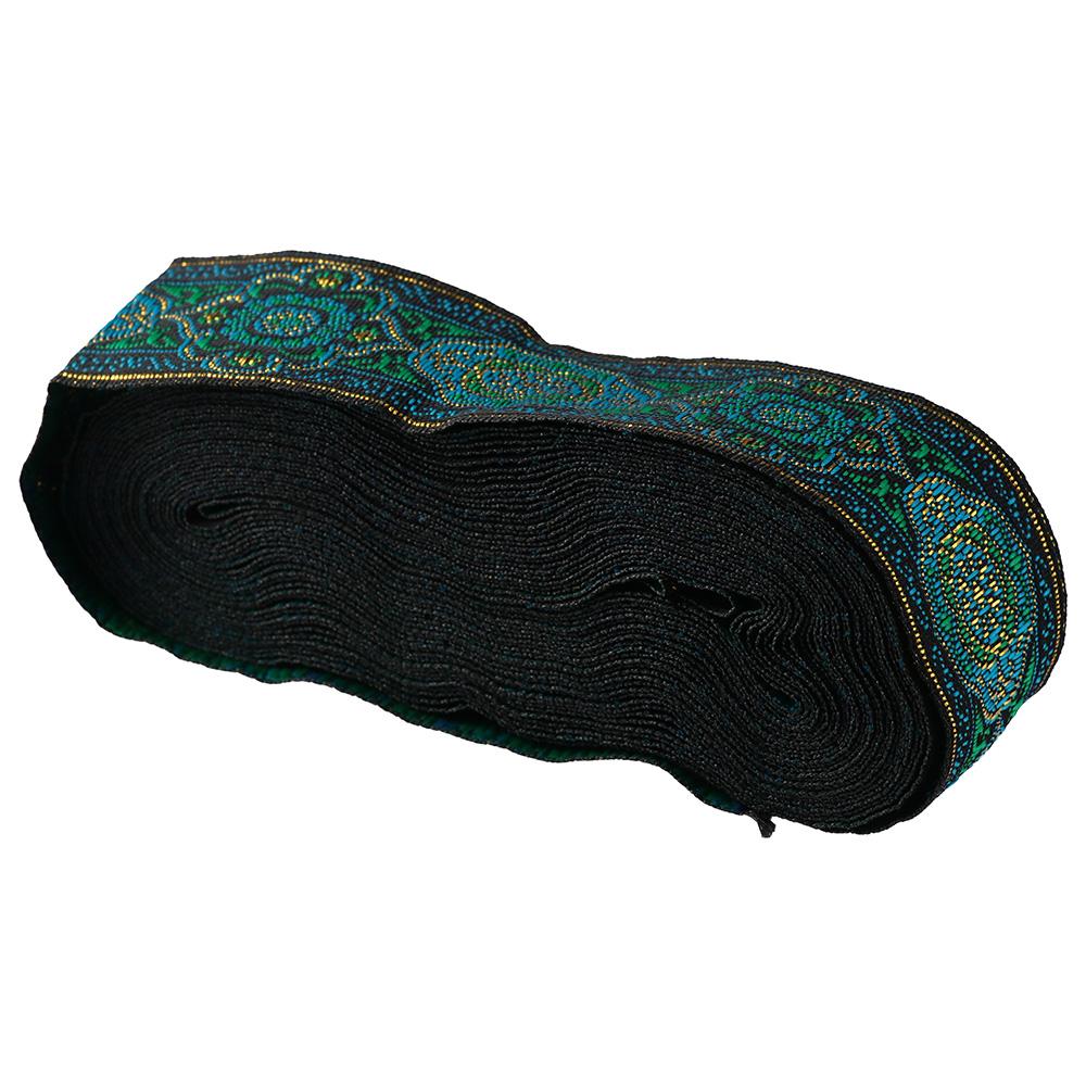 1 Roll 7.7 Yard 3.3cm Ethnic Style Ribbon Green Woven Ribbon DIY Clothing Accessories