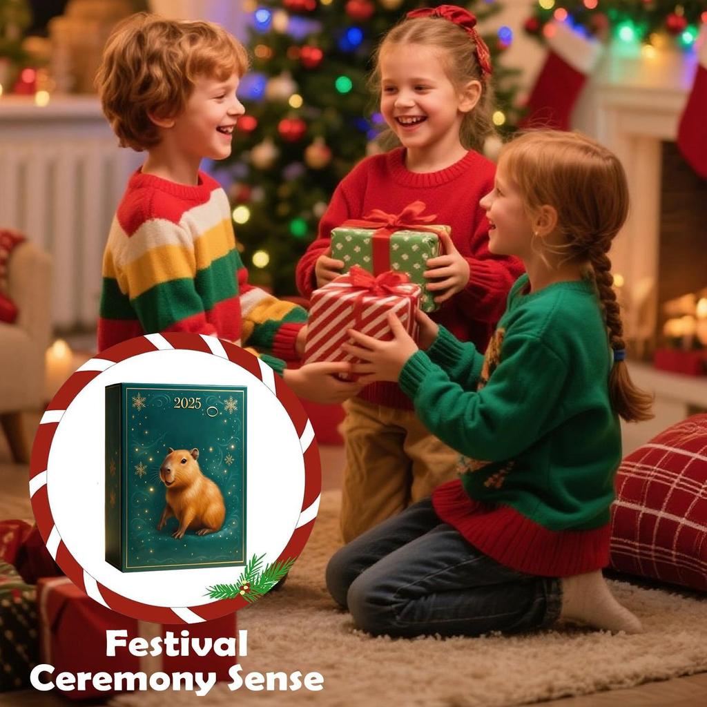 2025 Christmas Advent Calendar 2D Flat Acrylic Capybara Ornament Christmas Tree Decorations Capybara Pendant Christmas Gifts