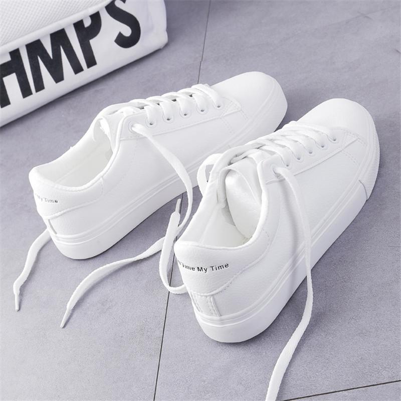 Women Sneakers Fashion Breathble Vulcanized Shoes Pu Leather Platform Shoes White Lace Up Casual Shoes Mujer