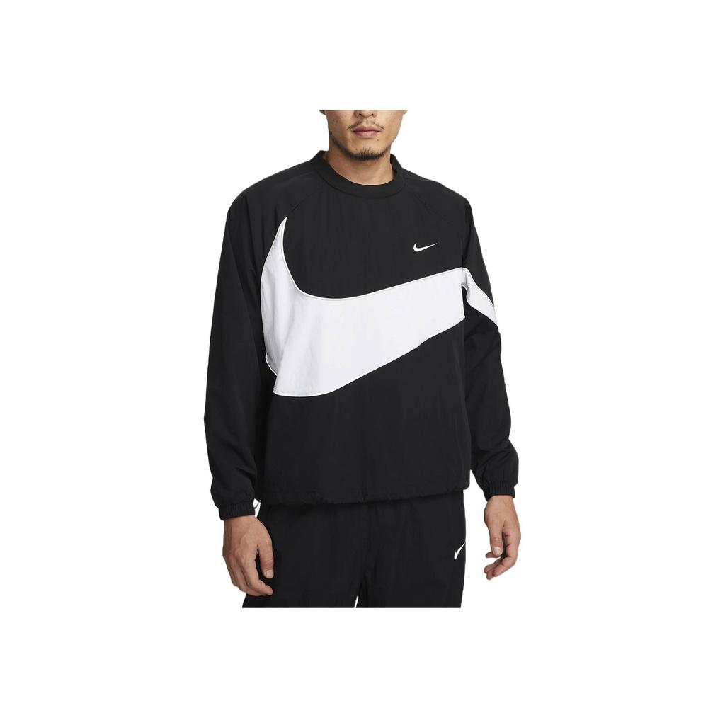 Nike Спортивная одежда Тканая куртка Big Swoosh (Азия) Черная/белая мужская уличная одежда DX0661-010