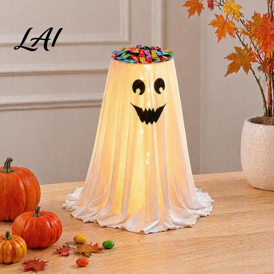 Unique Halloween Gift for Kids Ghost Candy Bowl Stand with Remote Control Large LED Lighted Cute Holder Front Door Porch Outdoor Indoor Decor Snack