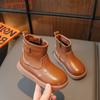 2024 Girls Boots Solid Color Causal Kids Short Leather Boot Non-slip Fashion Children's Winter Boots Winter Toddler Cotton Boots