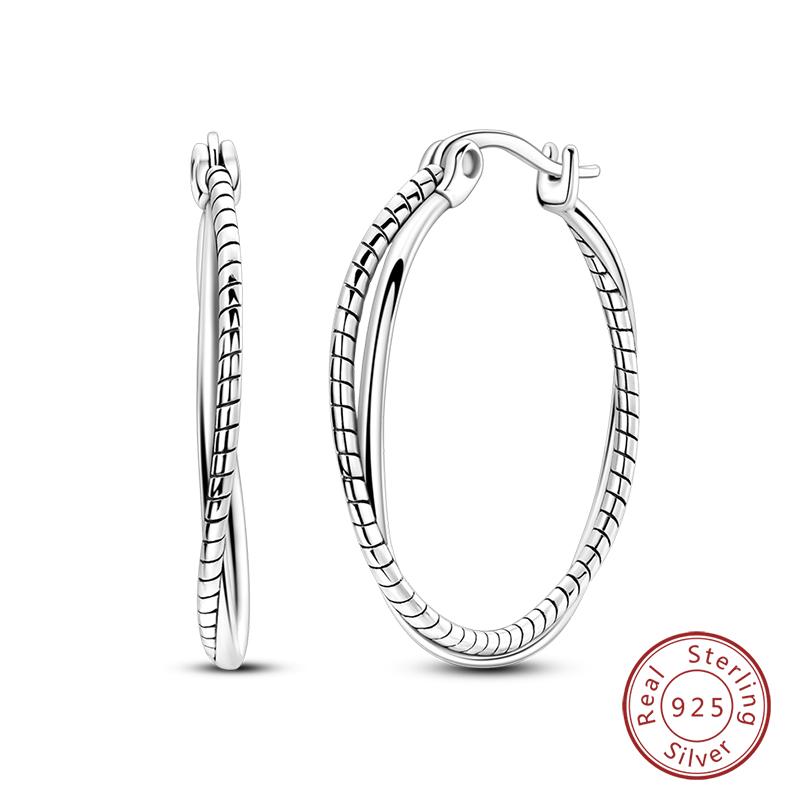 Charms Double Hoop Earrings For Women 100% 925 Silver Cubic Zircon Heart Star Moon Earrings Elegant Birthday Jewelry Gifts
