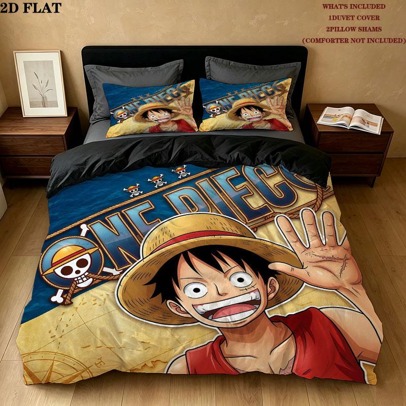 One Piece Pattern Bedding Quilt Set Quilt Cover Pillowcase Home Birthday Gift(1 * duvet cover + 2 * pillowcase, without core)