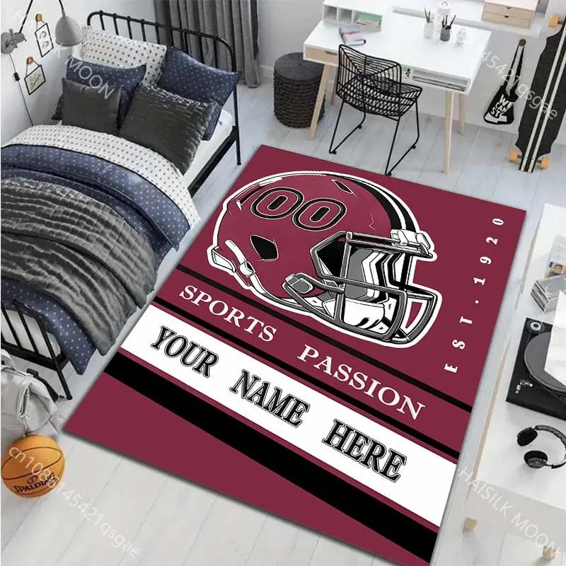 1PC Personalized Custom Name Carpet Rugby Team Print for Living Room Bedroom Home Decor Non-slip Floor Mat Luxury Gift