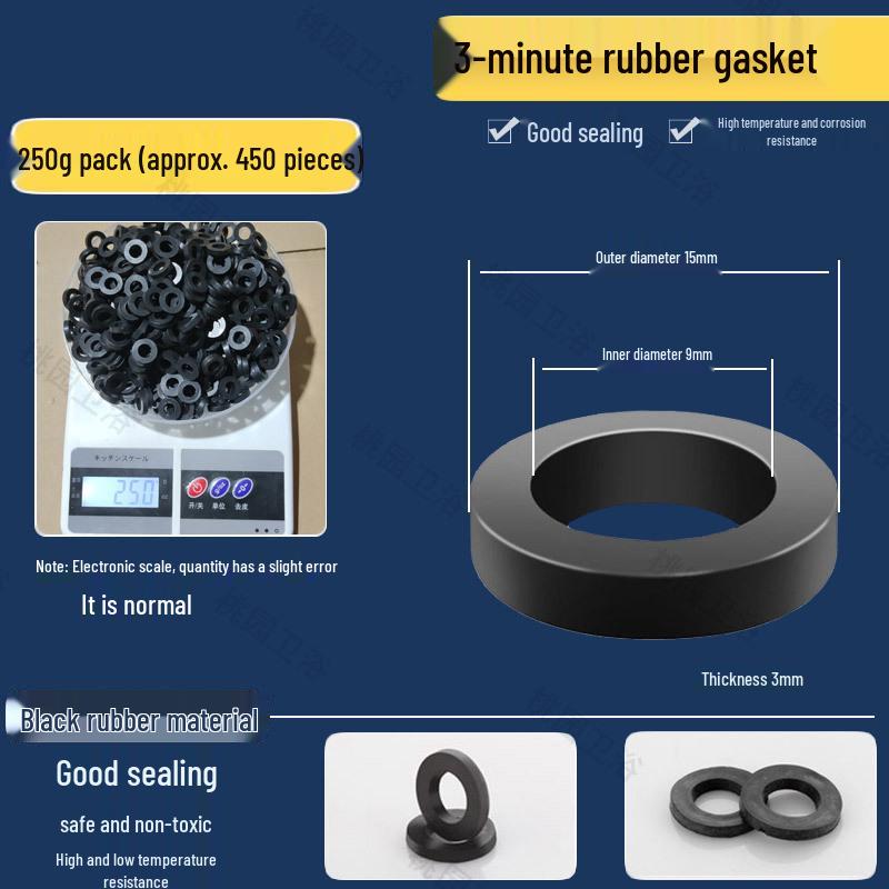 Набор плоских резиновых шайб: Водонепроницаемые прокладки для душевых шлангов и смесителей - Размеры 3/8", 1/2", 3/4", 1"