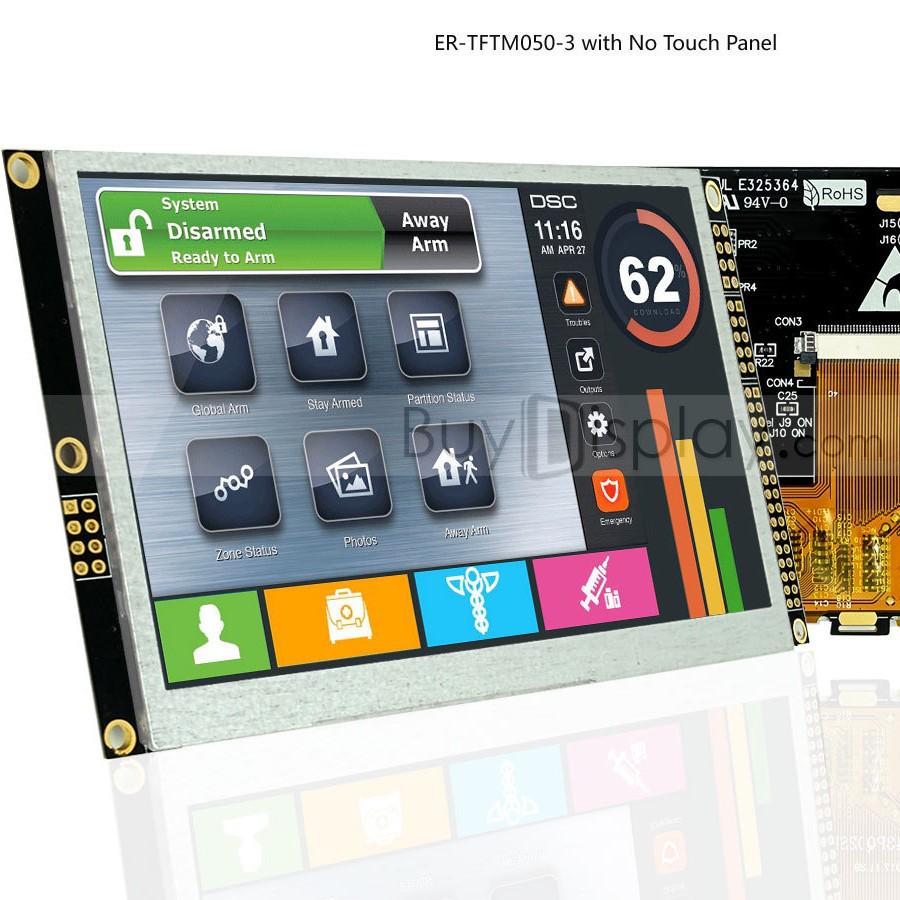 5" TFT LCD Color Display with RA8875 Controller, Serial Port, & Optional Touchscreen
