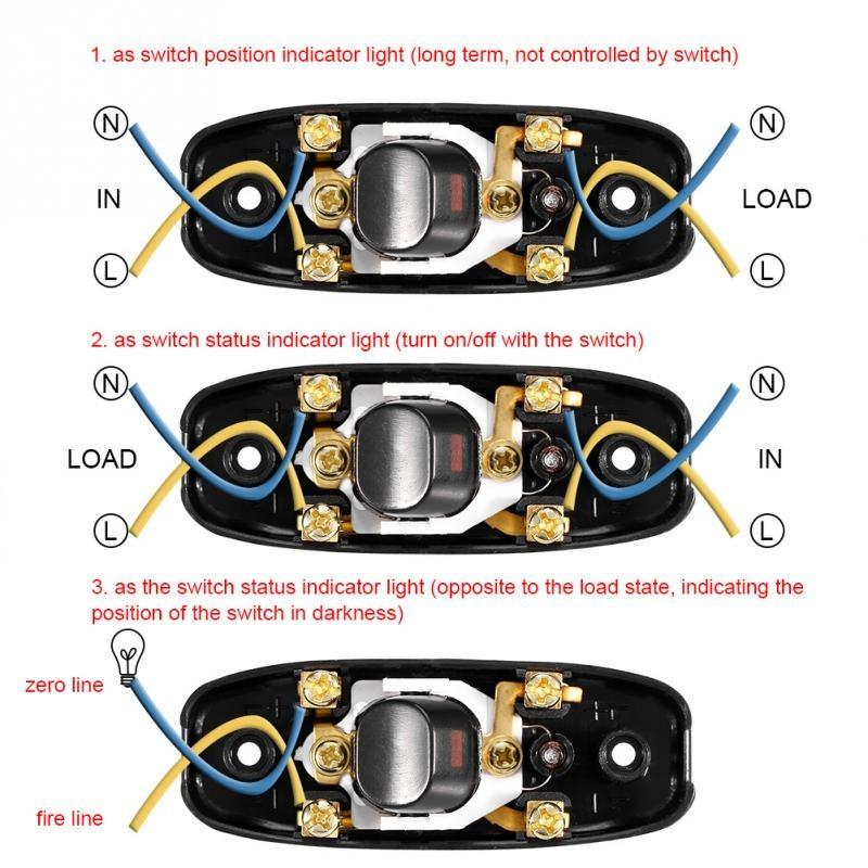 1 шт. переключатель прикроватной лампы переменного тока 110-250 В 10 А встроенный ВКЛ/ВЫКЛ настольная лампа шнур кабельный переключатель со светодиодным индикатором