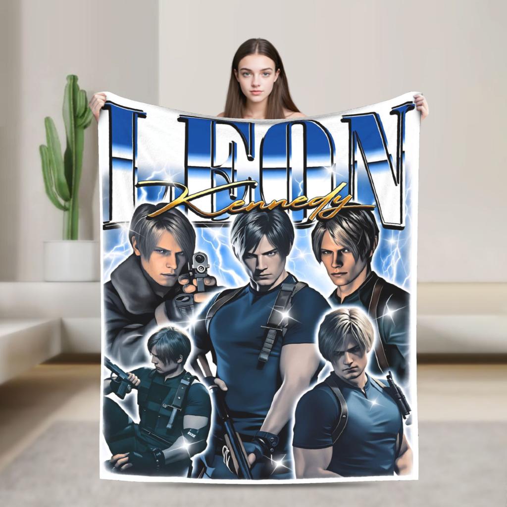 Soft Blankets Travel Office Leon Kennedy Throw Blanket Novelty  Bedspread For Living Room