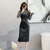 Streetwear PU Dress 2 Piece Set Women's Outfits Casyal Turtleneck Flare Sleeve Shirt With Strapless Leather Dress Sets Female
