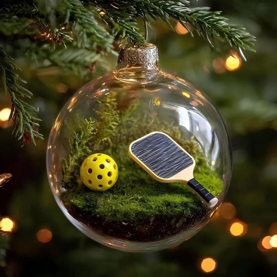 Yousheng Funny 3D Sports Ball Christmas Tree Ornaments Micro Scene Sports Holiday Ornament Clear Ball Hanging Decoration Keepsake Gift for Athletes