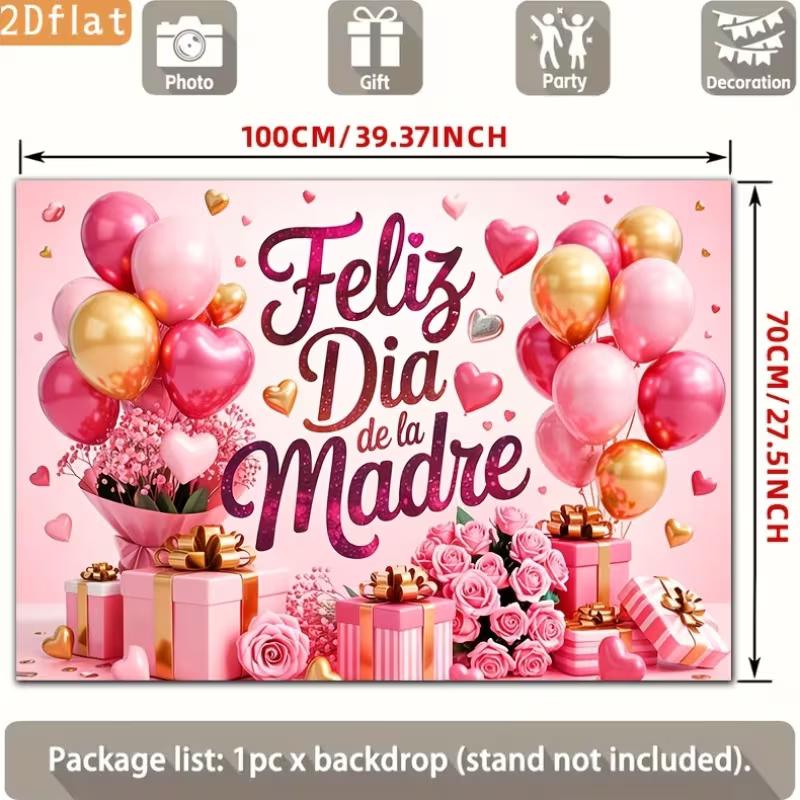 Двумерная тканевая основа розового золота «Feliz Dia de la Madre» для фотосессии мероприятия ко Дню матери