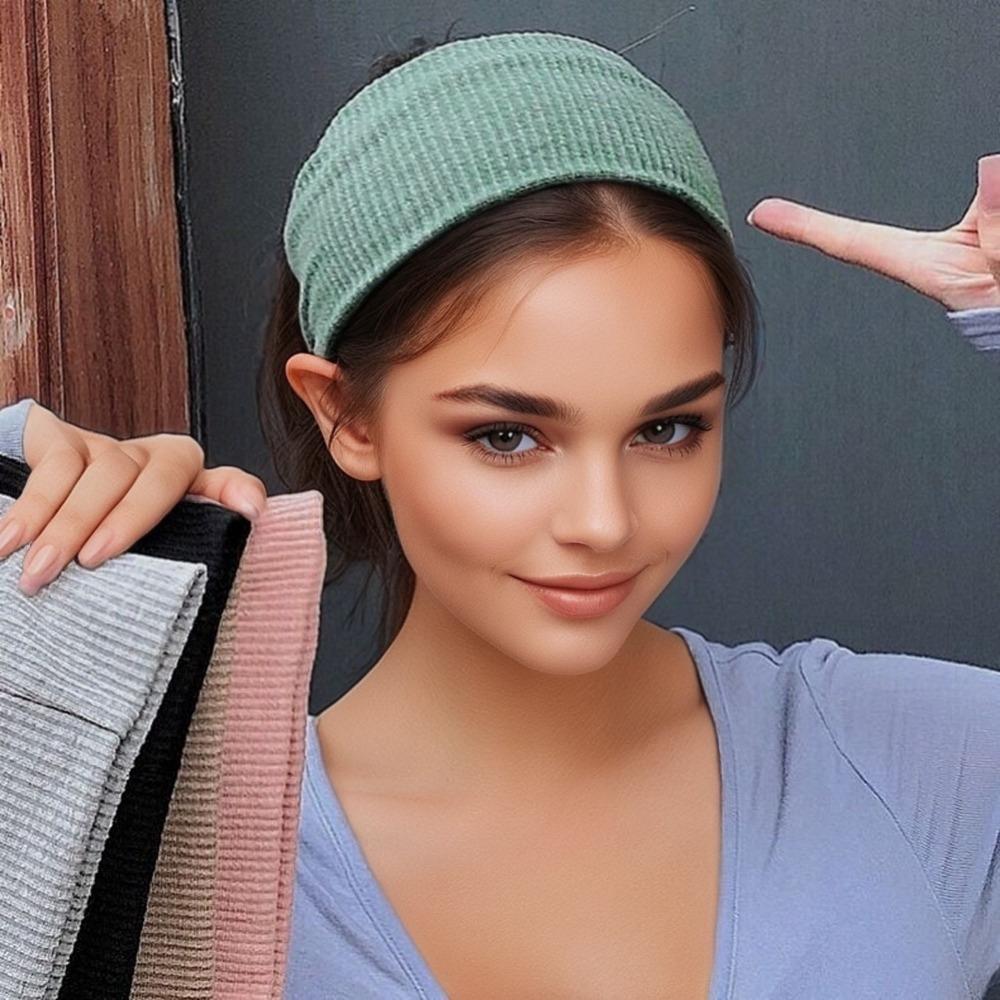 1 шт. Однотонная широкая повязка на голову, вязаная повязка для волос, спортивные аксессуары для волос для йоги, моющаяся повязка на голову, спортивная повязка для волос для фитнеса