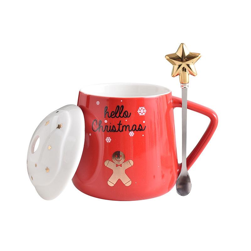 Креативная Рождественская Подарочная Кружка Керамическая Чашка Скандинавская Пара Чашка для Воды Чашка для Кофе с Крышкой Ложкой Чашка для Завтрака