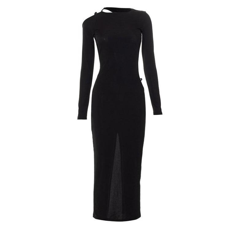 Сексуальное элегантное платье с открытой спиной для женщин, ажурное платье миди с длинным рукавом для вечеринки в клубе, весна-лето, горячая распродажа