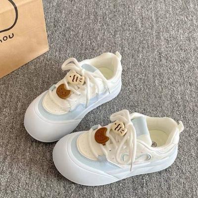 Летняя сетчатая дышащая обувь на доске женская новая платформа белые туфли студенческая ниша досуг спорт хлебные туфли